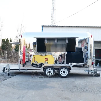 Stainless Steel Airstream Camping Food Trailer With Fully Equipend Mobile Kitchen Caravan Street Food Truck