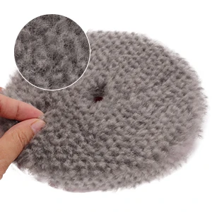 SPTA 5 Inch 1Pc V2.0 Medium Cut Long Wool Polishing Pad RO/DA Polisher Buffing Pad for Car Polisher Remove 1500# Sanding Marks