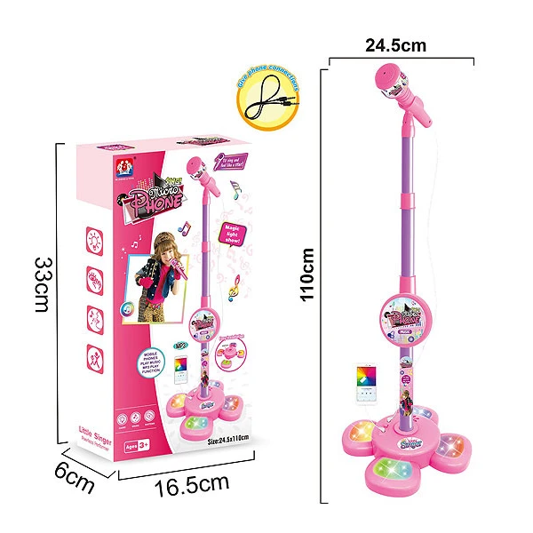 Jinming Kids Plastic Microphone Toy with Light Kids Toy Microphone with Stand