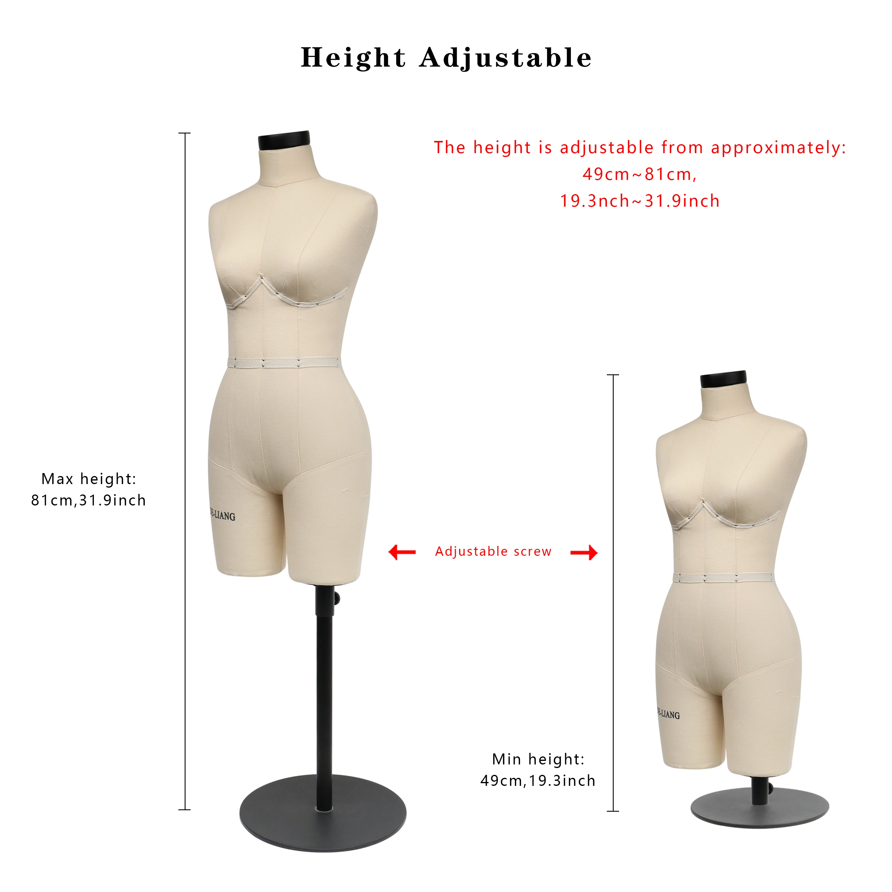 DE-LIANG Half Scale Dress Form,1/2 US Woman Plus Size 6,Lingerie