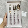 Conjunto de 3 piezas de perlas moradas