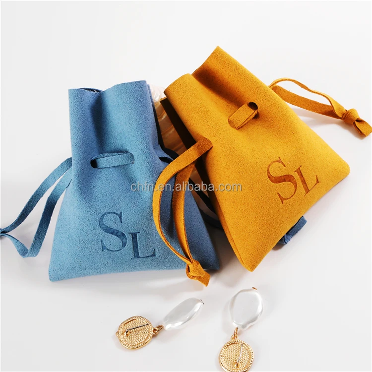 Customize Microfiber Fabric Envelop Small Luxury Jewelry Packaging Pouch Microfiber Bag With Enbossed