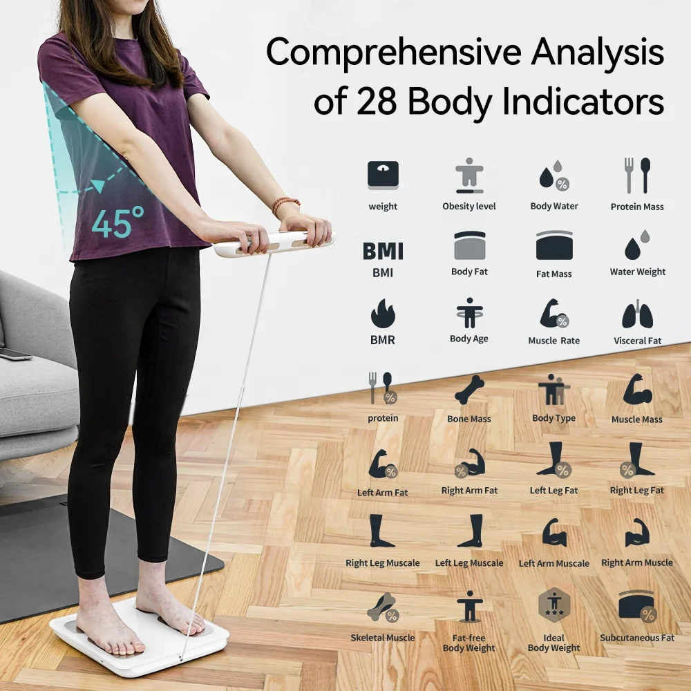 Welland High Accuracy Digital Smart Scale Portable Household Bathroom Scale with 8 Electrodes for Weighing BMI and Body Fat