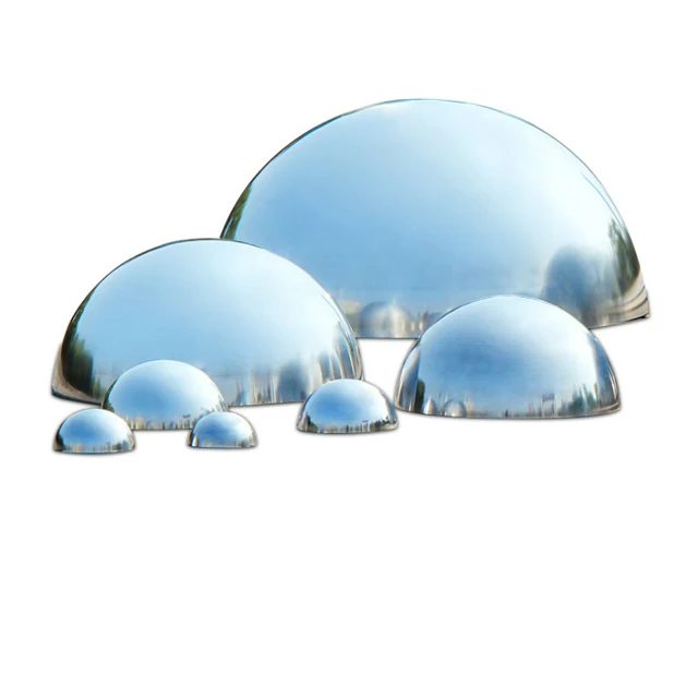 Set 3 Sfere Decorative A Mezza Sfera In Acciaio Specchiato - Per Giardino, Bagno E Pareti, Misure Miste