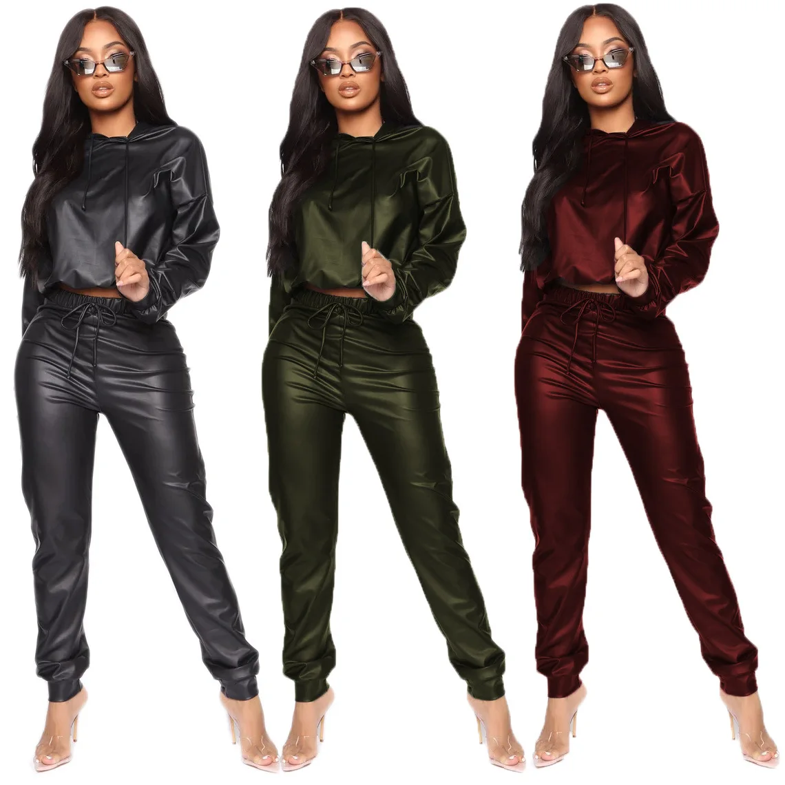 plus size leather pants suit