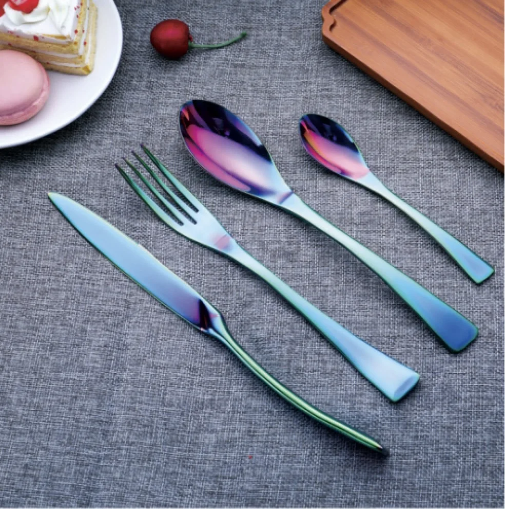 Королевский классический Nodic коммерческий из нержавеющей стали португальские столовые приборы красочное серебро элегантный роскошный набор Duke