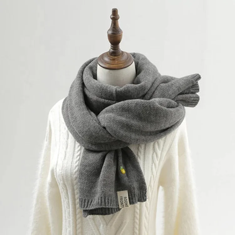 Женский однотонный кашемировый шарф, зимний плотный теплый мягкий пашминовый шарф розового и черного цветов, Женский вязаный шерстяной длинный шарф, 2019