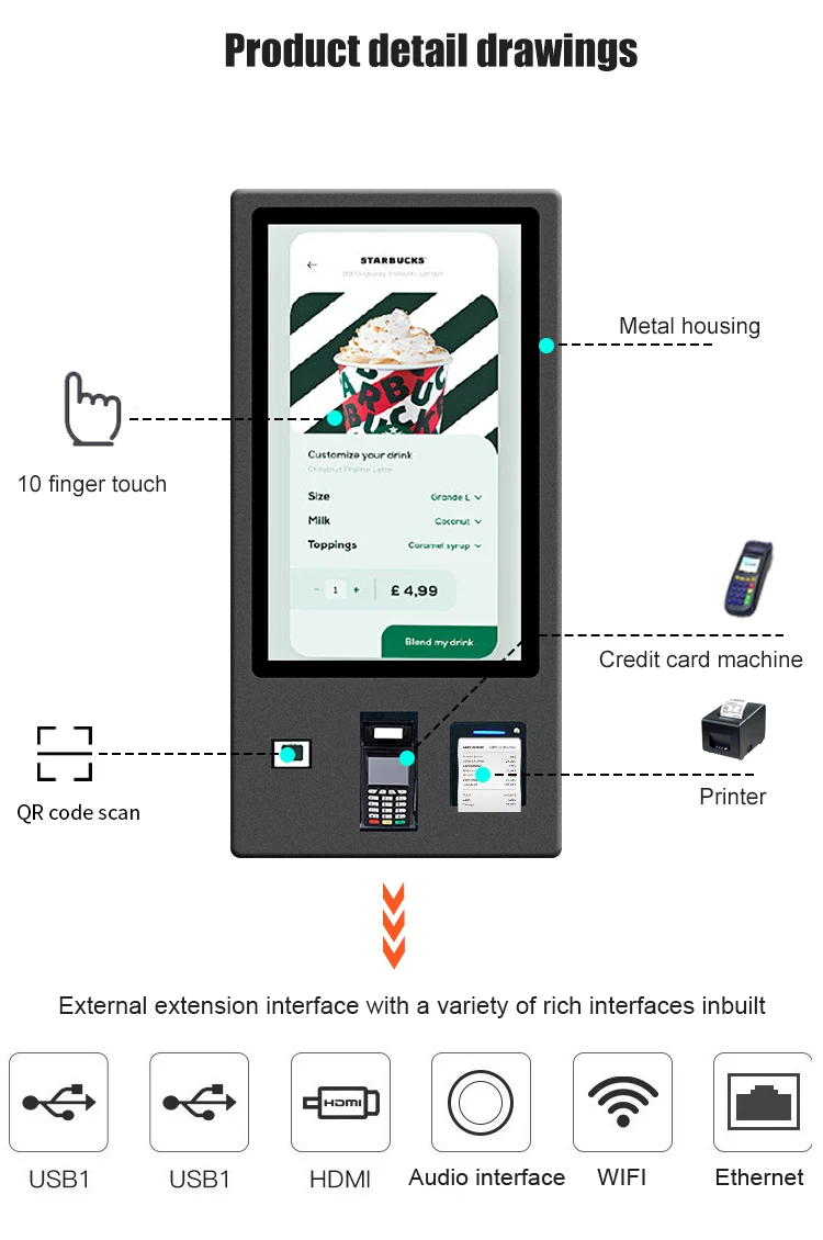 24 32 Inch Wall Mounted Vending Machine - Self Ordering Kiosk