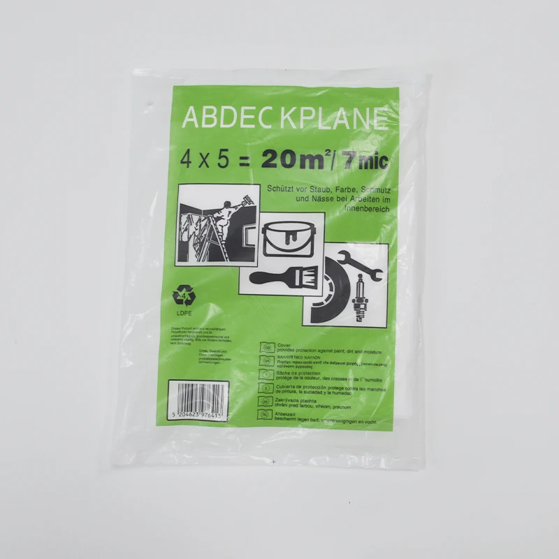 Disposable LDPE Drop Sheet Plastic Dust Sheets HDPE Drop Cloth 9x 12 Ft for Painting Decoration