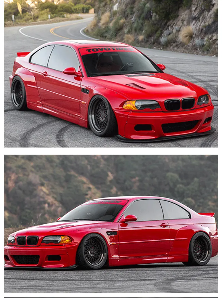 FULI  Car bumper M3 Style Front bumper Rear bumper Side skirts Foglight Body kit Fit For BMW 3 Series E46 1998-2005