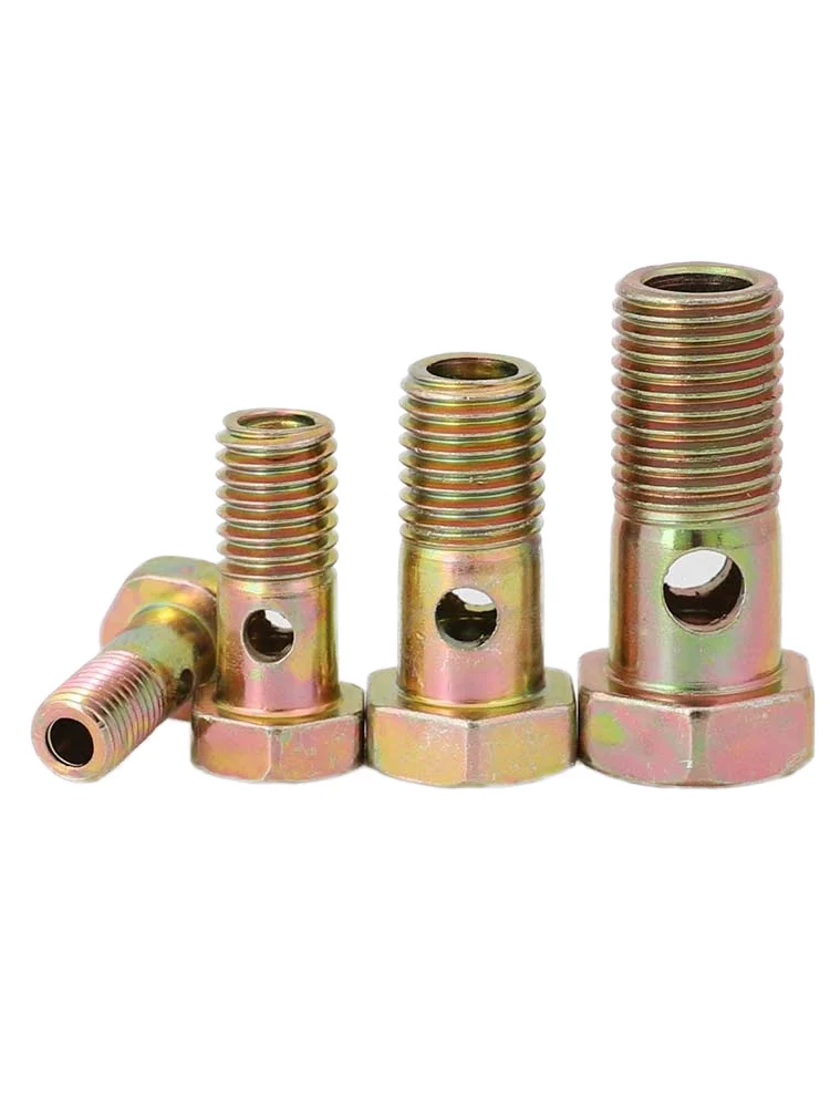 Customized Carbon Steel M10 Internal Threaded Hollow Hex Bolt With Holes Yellow Zinc
