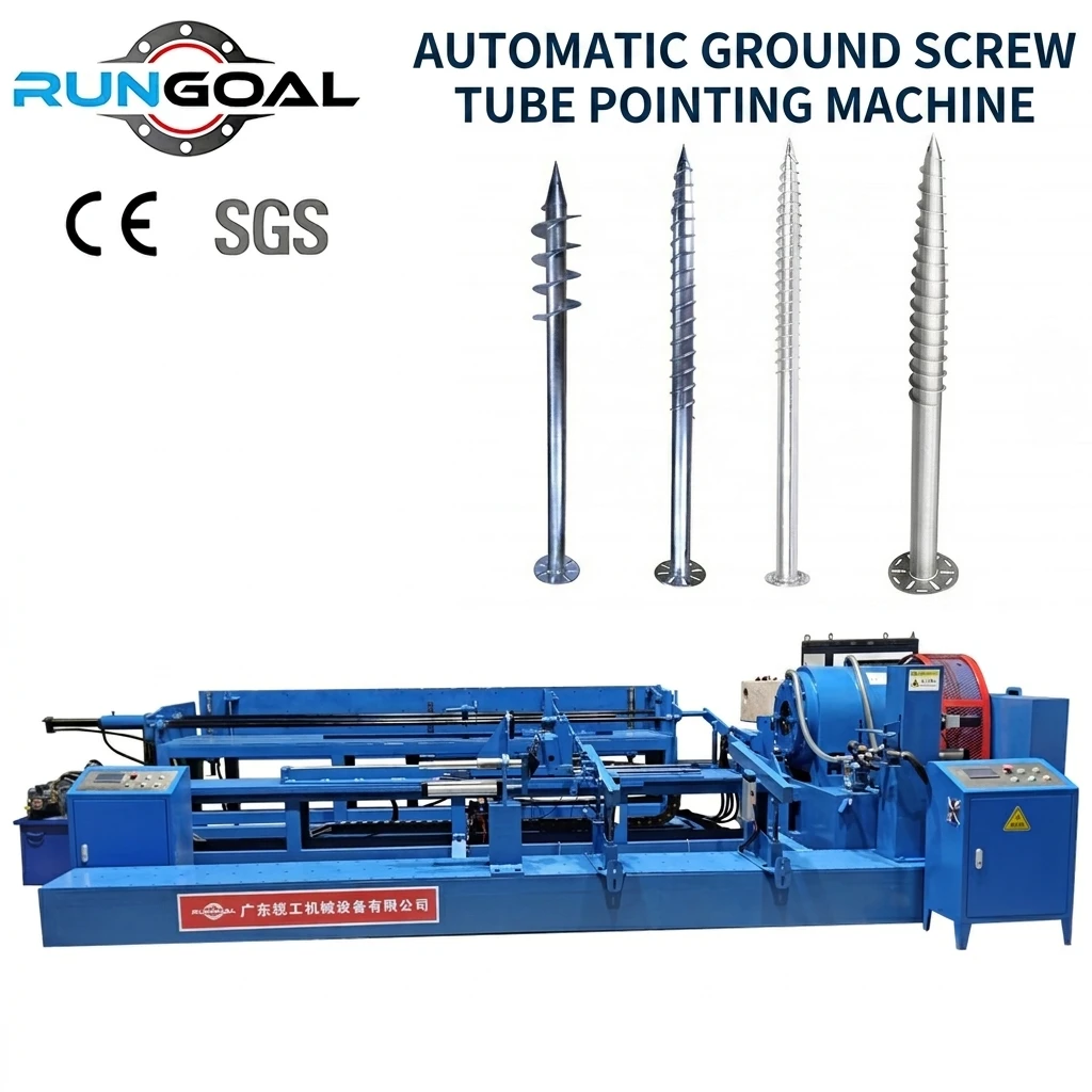 Rungoal Automatic Ground Screw Pipe End Reducing Machine Automatic Feeding Screw Ground Pile Cone Pipe Machine for Foundation