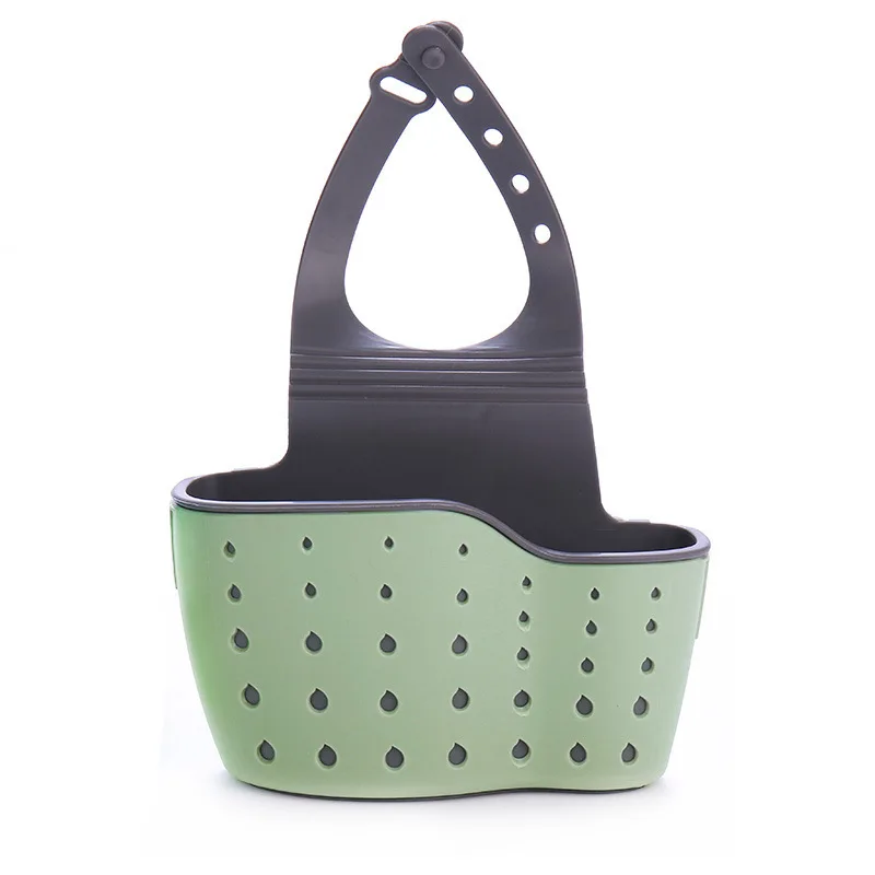 Sac suspendu de vidange d'évier à bouton réglable, support de rangement de cuisine, éponge de robinet, panier suspendu à double vidange