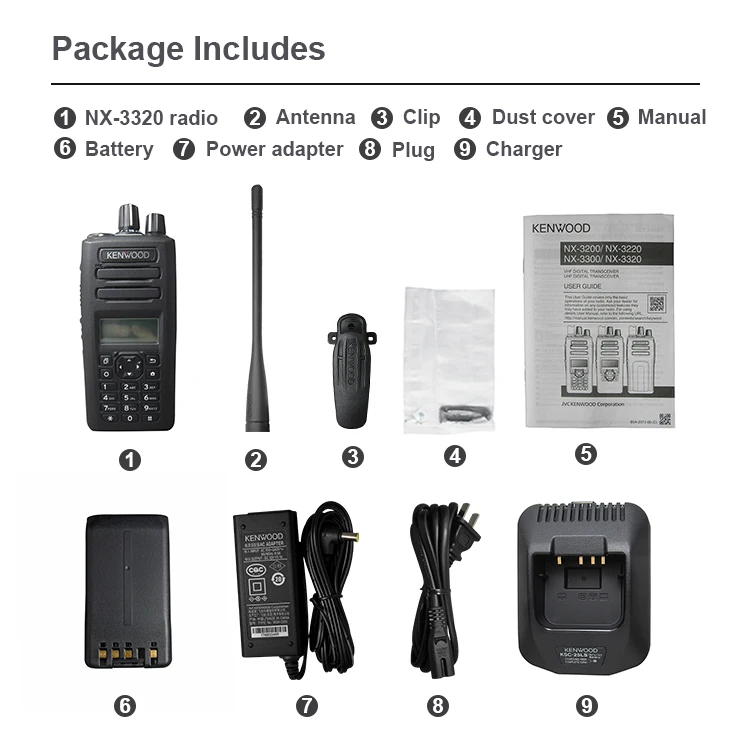 Original Kenwood NX-3320C transceiver VHF UHF walkie talkie NXDN and DMR digital waterproof two-way radio