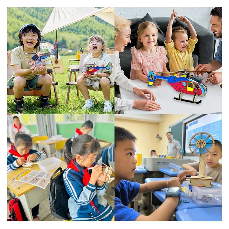 Customized Solar Powered Helicopter Handmade Stem Science Toy Stem Toy for Kids Educational Stem Kit