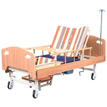 Hospital Equipment Icu Room Multifunction Manual Medical Hospital Home Care Bed With Toilet Middle Curved Nursing Bed