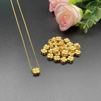 3D Hard Gold 999 Pure Gold Clover Pendant 18K Gold Necklace Woman Jewelry