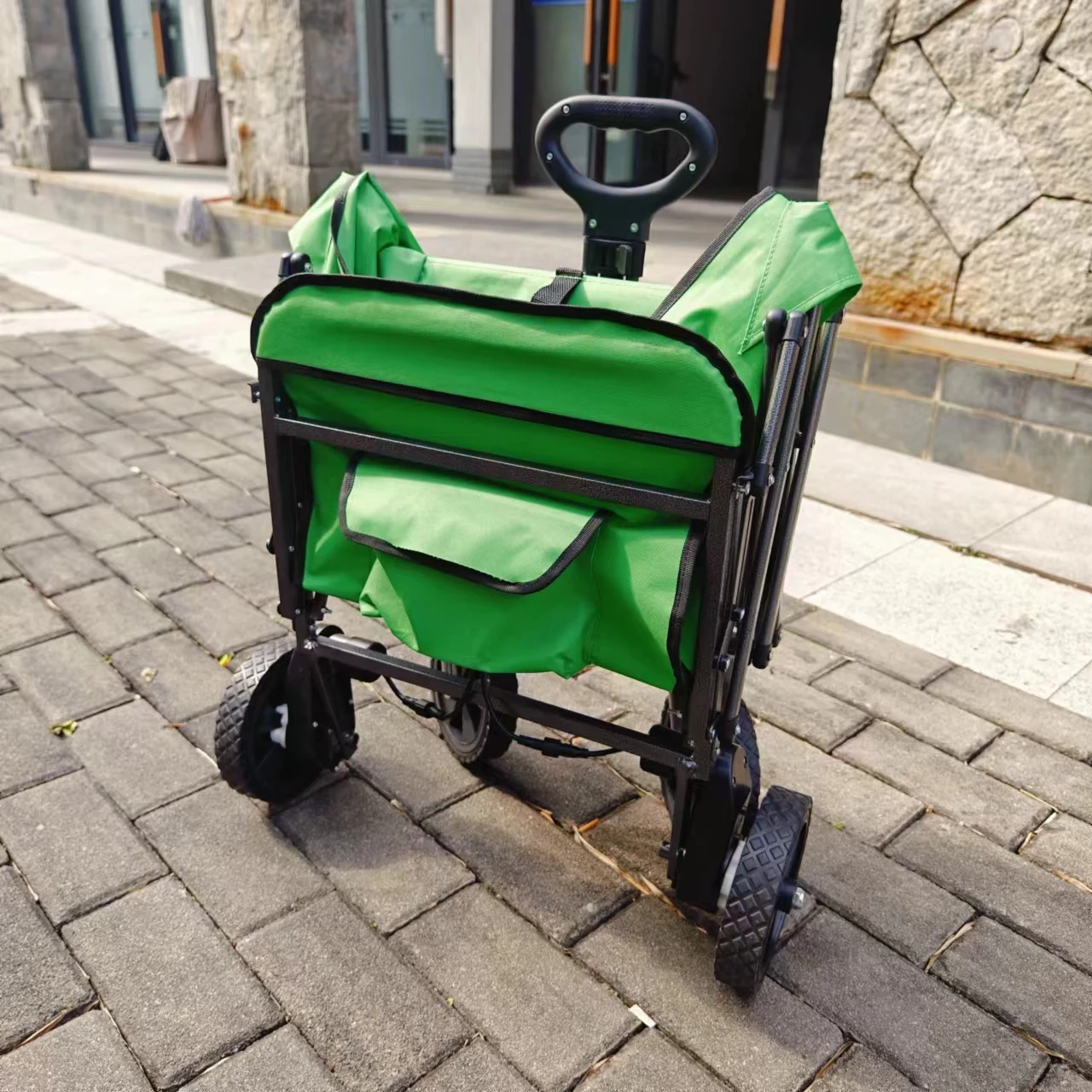 World First Small Push Cart Remote Control Electric Camping Cart Outdoor Travel Parent Child Push Cart Foldable Mesh Structure