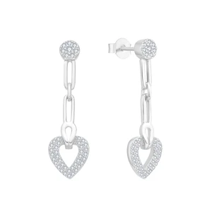 POLIVA Minimalist Collection Rhodium Plated 925 Sterling Silver Earrings Made with Infinite Elements Heart Shape Earrings