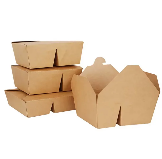 Disposable Take Away Folded 5 Compartment Paper Meal Lunch Box With Divider