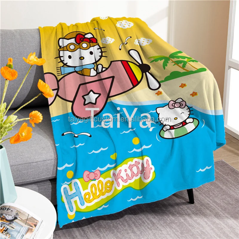 Kitty Cartoon Cat Karol G Super Soft Flannel Blanket Bed Sheet Air