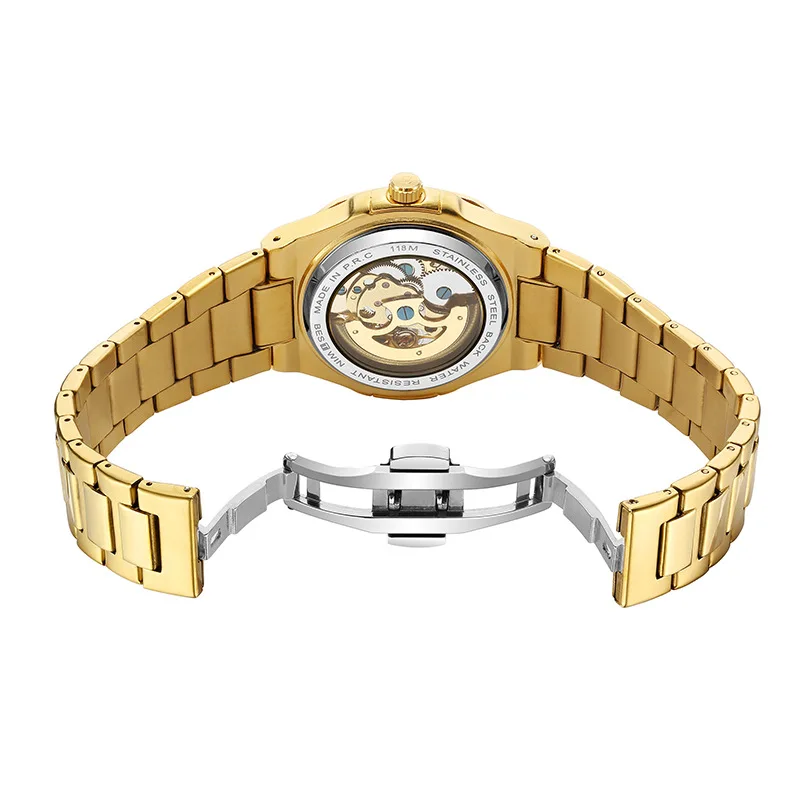 Luxury Men's Automatic Skeleton Watch Luminous Feature Business Hollow Mechanical Men Watch