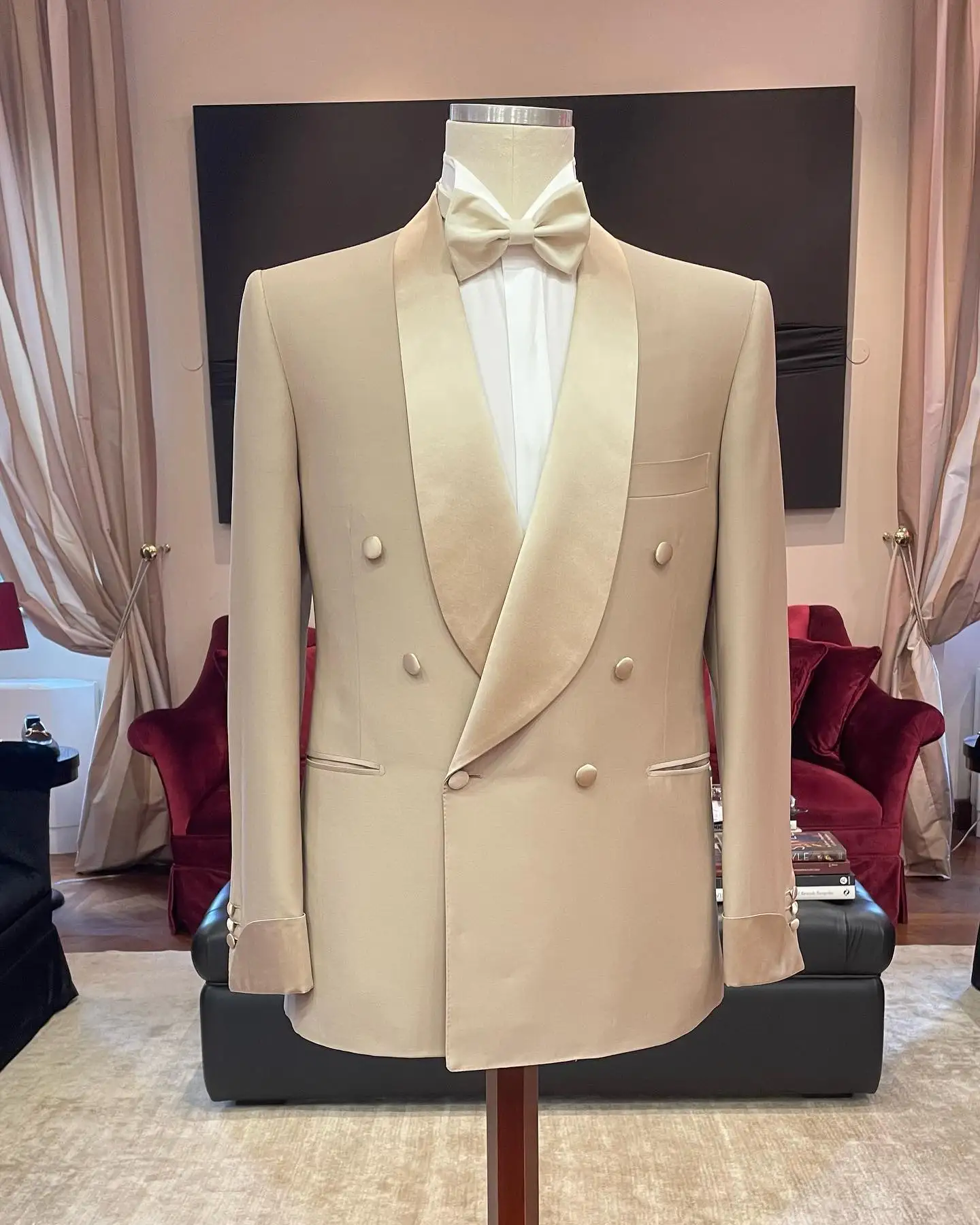 Champagne Wedding Suit for Men Groom Regular Fit Piece Light