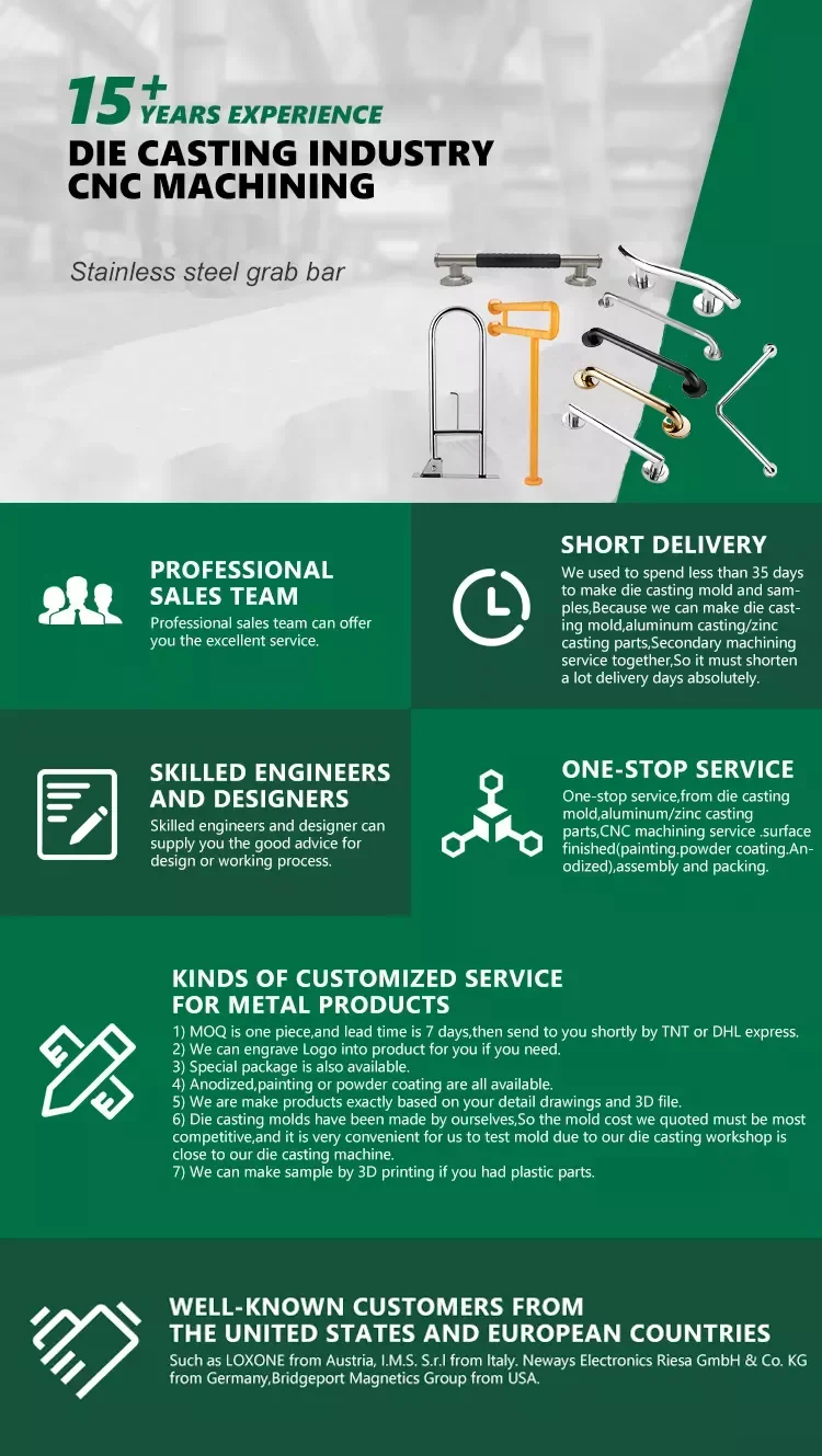 Heavy Duty Sus304 Stainless Steel Washroom Folding Grab Bar For