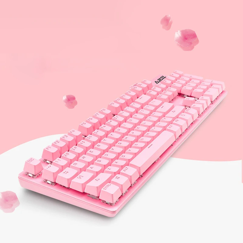 Ajazz AK687 Pink 104-Key Wired Keyboard for Gaming & Office