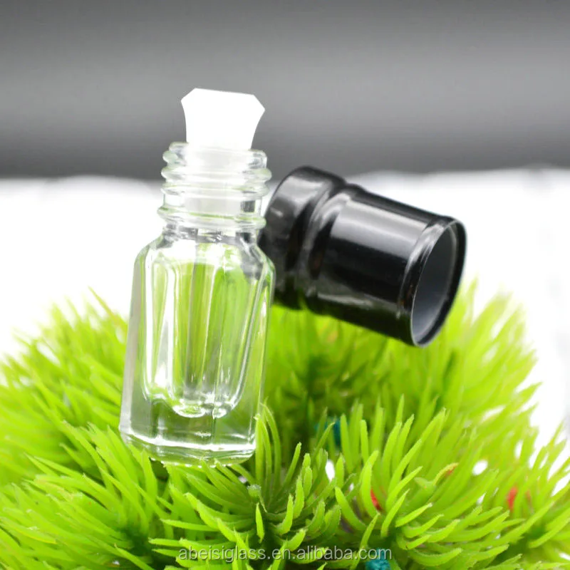 Attar Glass Bottle 3ml 6ml 12ml Octagonal Shape Arabian Attar Oud Perfume Glass Bottle With Metal Lids