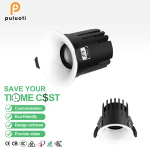 PULUOTI 12W 24°  75mm Adjustable Arc IP20 Recessed LED Ceiling Light Modern Style Aluminum Body Spotlight White L84mm*H74mm