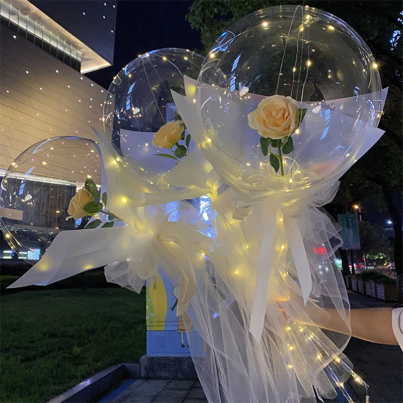Globos LED Bobo globos de forma redonda transparente Globos de luz intermitente perfecto para fiesta de San Valentín Decoración de fiesta de boda 20PCS 
