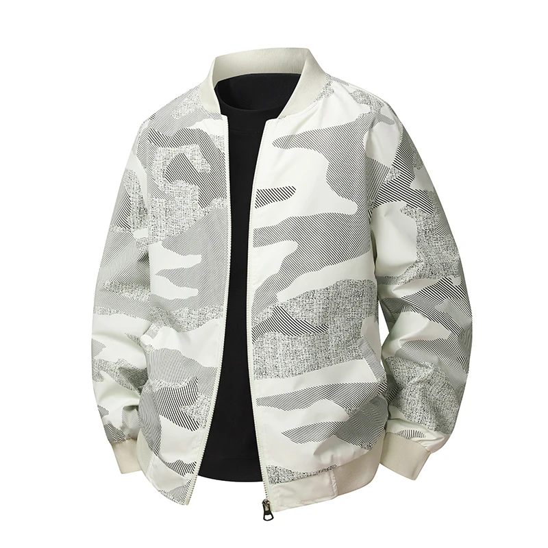 Textured camouflage print baseball collar plus size casual windproof jacket men's bomber jacket