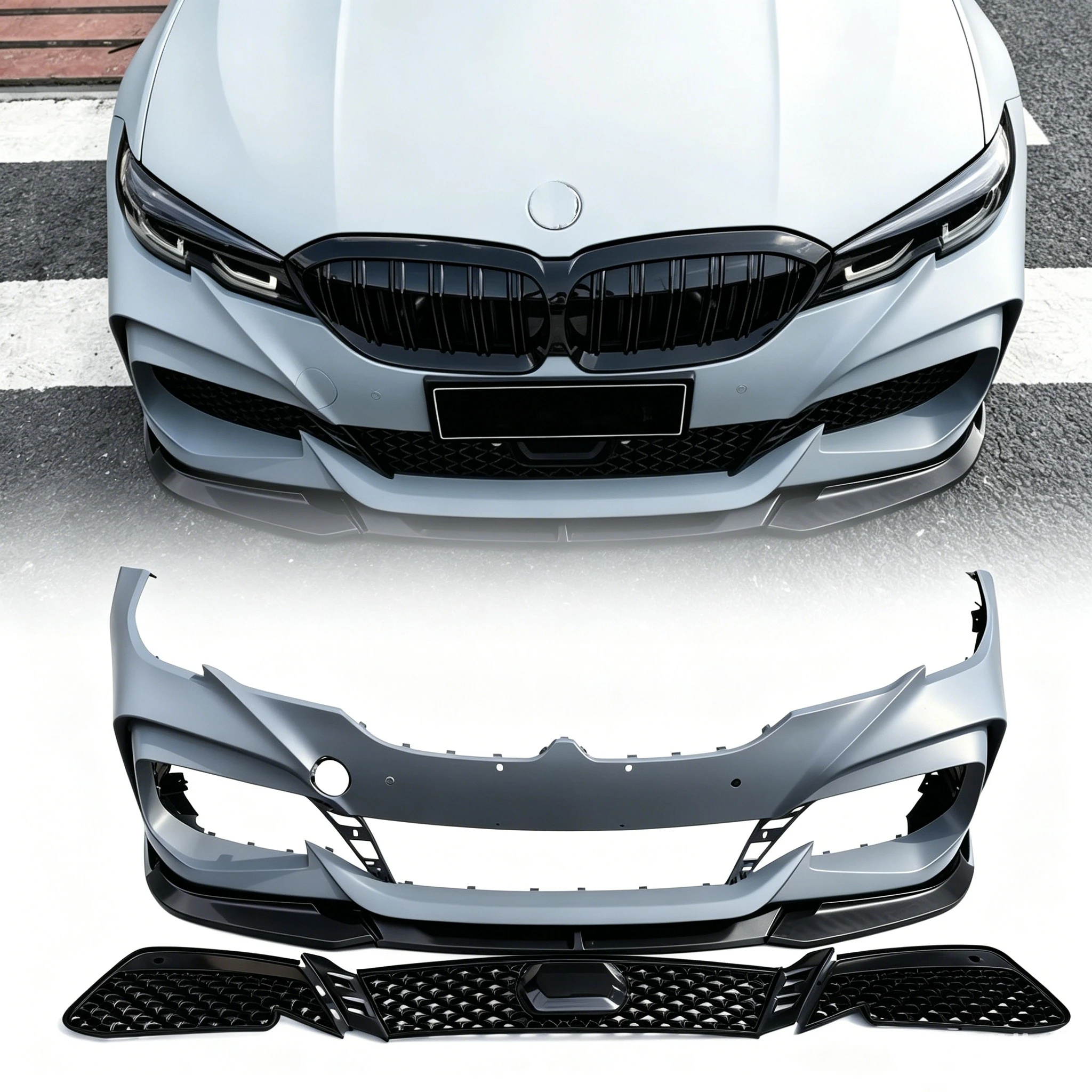 Upgrade GS380 G20 320i/325i/330i/340i Pre-LCI Front Bumper Lip M-Sport Conversion ABS Body Part for BMW 3 Series G20 2019-2022