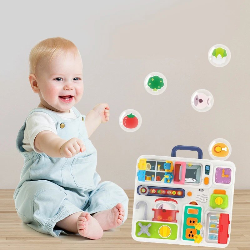 Simulation Kitchen Toy for Kids Develop Fine Motor Skills Interactive Plastic Toy Electric Busy Board Montessori