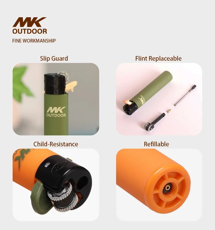 Mk Wholesale Slim Flint Gas Lighters Bulk Butane Gas Fancy Flame Lighter Disposable Refillable