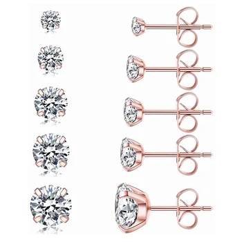 Fashion jewelry 316l surgical steel arete ear piercing helix earings hypoallergenic cubic zirconia ear rings cz stud earrings