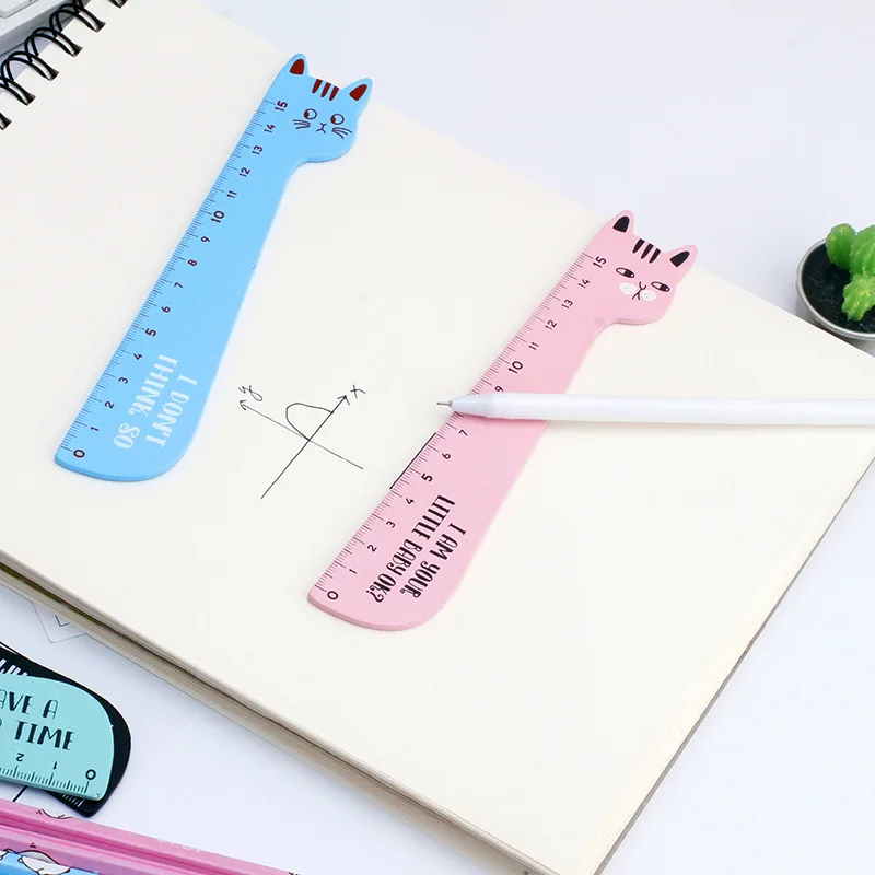 15CM Kawaii Cat Rulers Cute Wooden for Children Girls Gift School Office Supplies Measure Tools Stationery