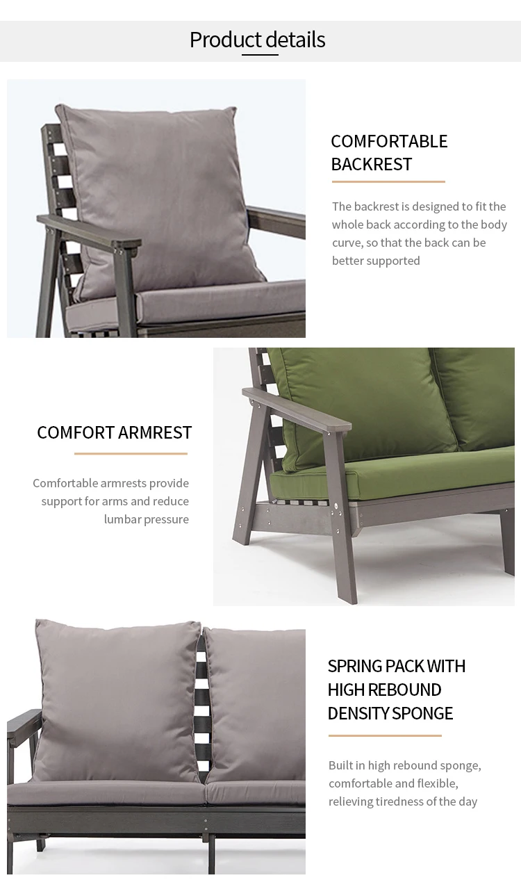 Garden Poly Wooden Sofa Set Treasure Furniture Sale Modern Outdoor Patio Furniture Manufacture