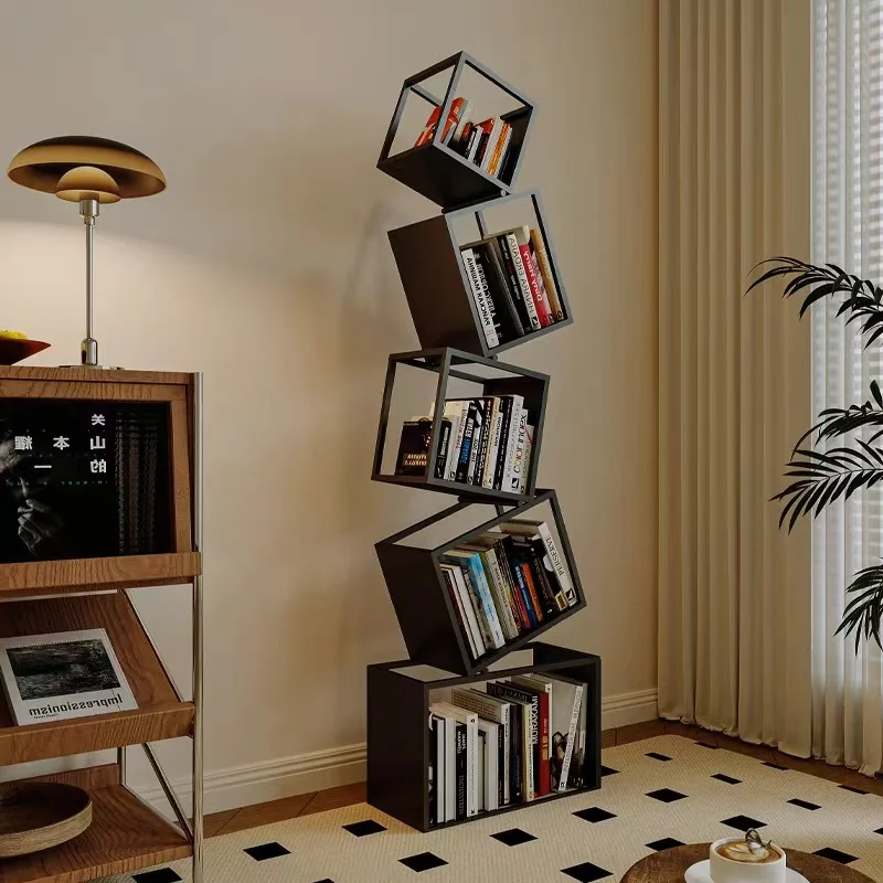 Nordic Creative Multi-Layer Bookshelf Metal Display Rack for Home Furniture for Living Room and Bedroom Apartment Use