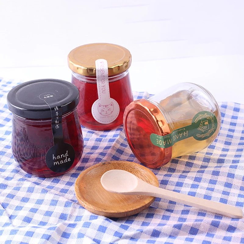 4oz Mini Yogurt Glass Jars With Mental Screw Cover Serving for Pudding Wedding Favors Honey Pot Milk Canister