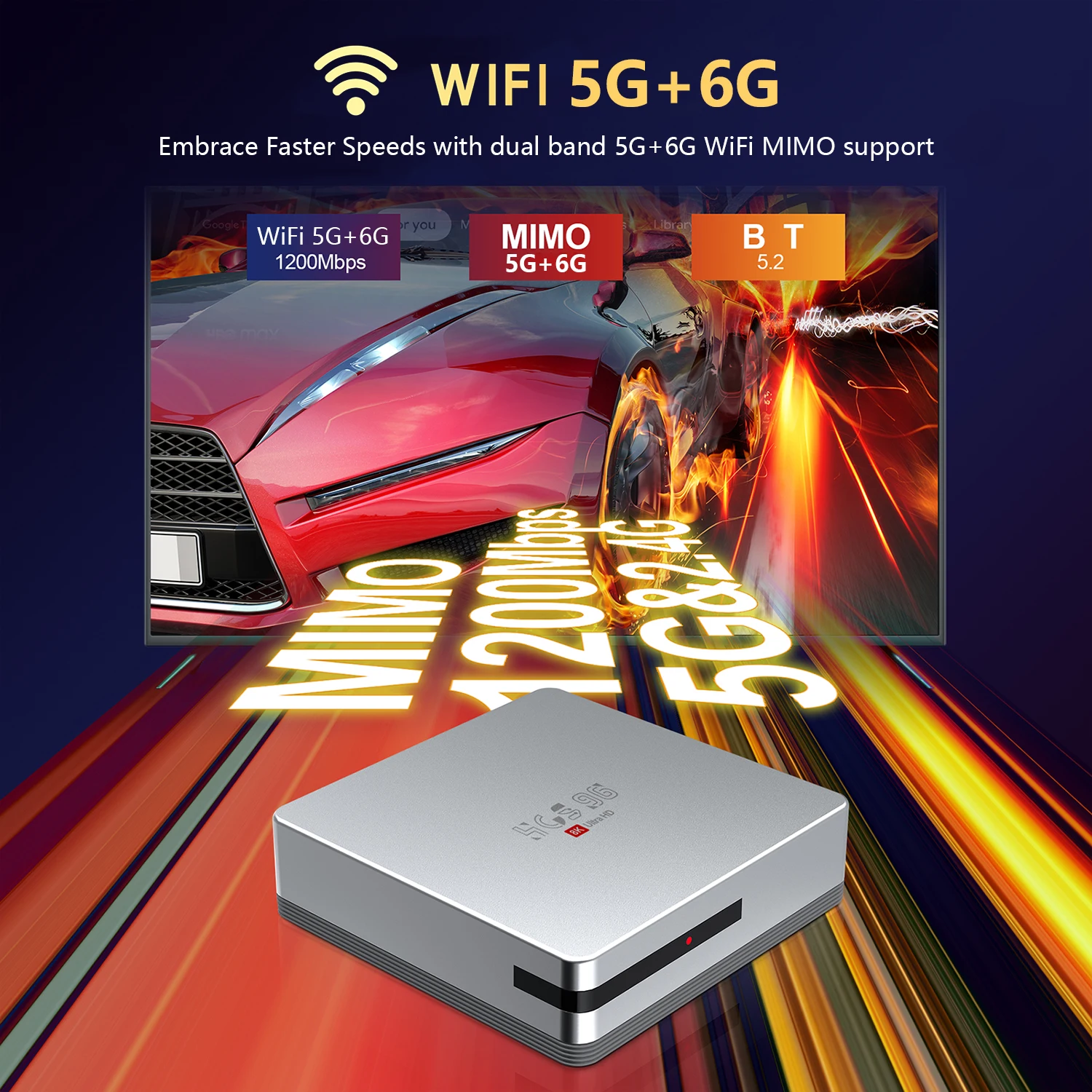 Top Rated HCS96 Ott MAX 4GB 64GB 2.4G 5G WiFi6 Processor Allwinner H313 Android16 BT5.2 Voice Remote Control Tv Box