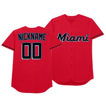 Men's Blue Miami Marlins Alternate Replica Baseball clothing Populaire  Custom Baseball Jersey Name and Number ShortSleeve Casual - AliExpress