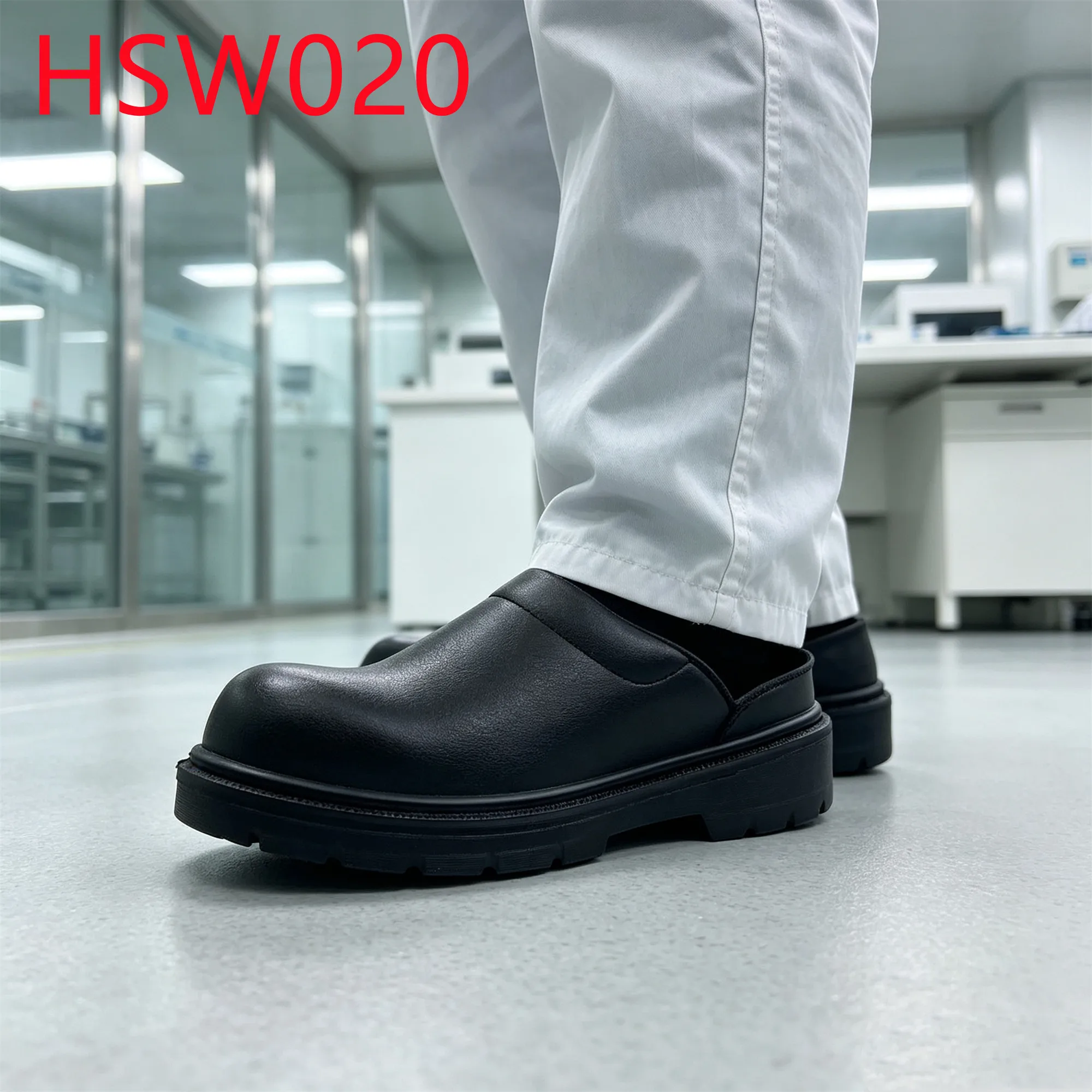 HY,Hospital Using Easy Wear White/black Safety Clogs With Steel Toe Alkali&acid Proof PU/PU Injection Outsole Work Boots HSW020