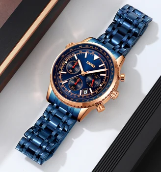 Skmei 9333 Business Gold Waterproof Date Stop Watch