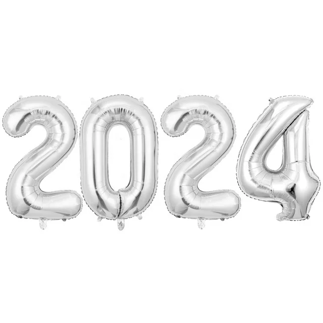 graduation party 2024 Number Balloon new years decorations Silver Numbers 16 inch Foil Balloon