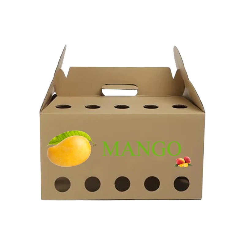 Mangos Fruit Cardboard Carton Box Strong Durable Fresh Fruit Transport Mango Corrugated Packaging with Handle