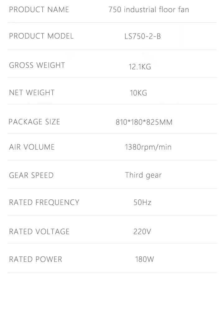 Pedestal Fan, 750, 180W, Metal - detail 2
