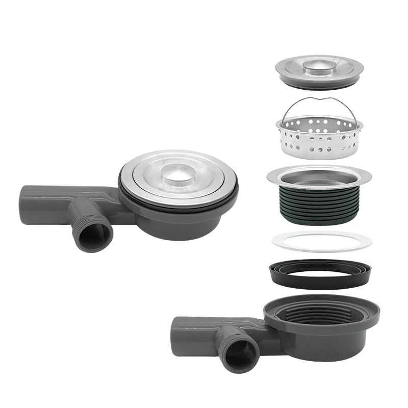 product hot sale ss sealing lid strainer waste with removable deep waste basket assembly  drain spoon cup with overflow water264-1