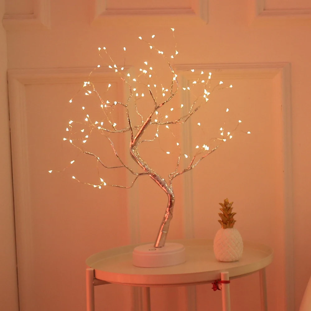 Firefly Bonsai Tree Light Led Fairy Light Spirit Tree Shaped Lamp 108 LED White Silver Branches Copper Wire Christmas Tree Light